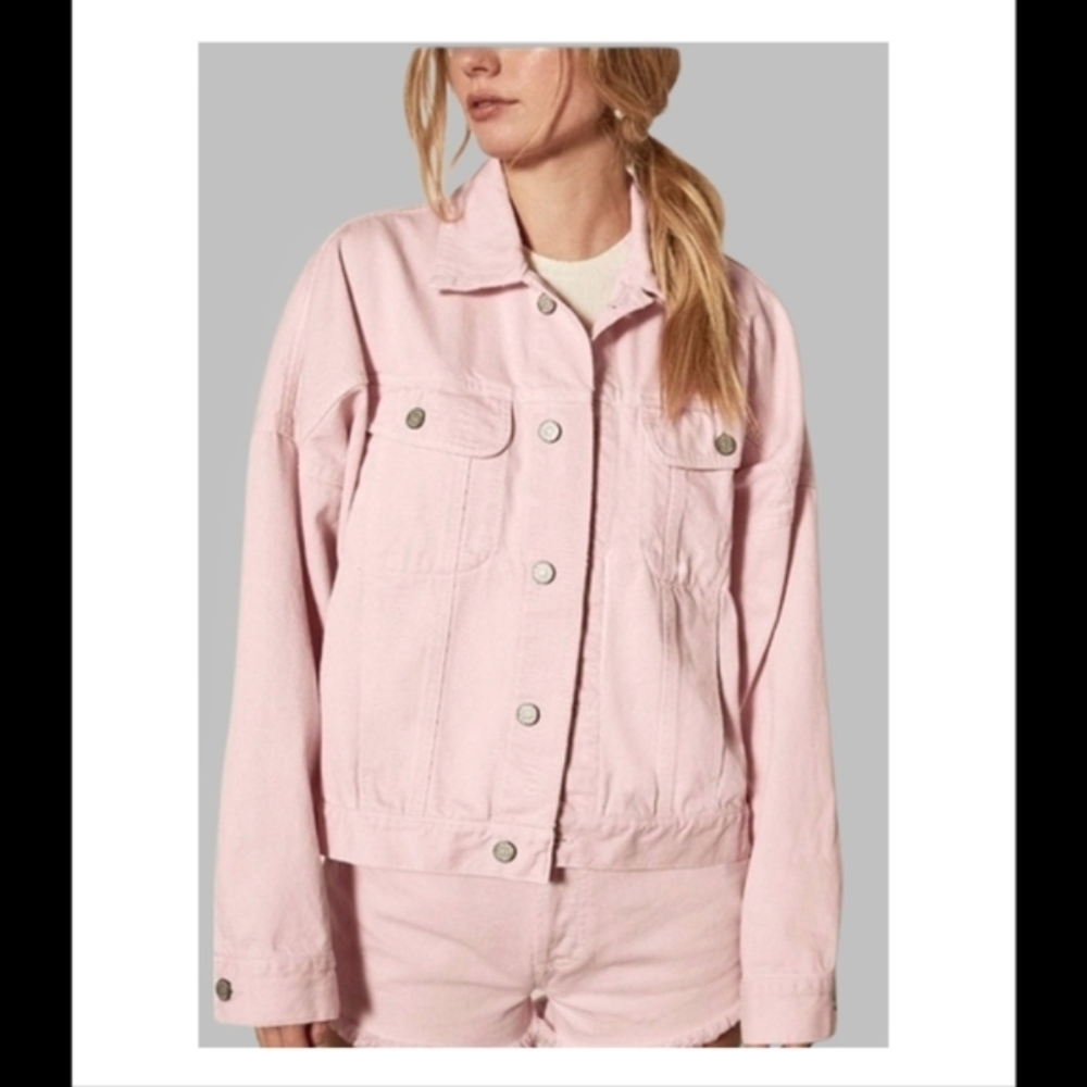 NWT Boyish Oversized Limited Edition Denim Jacket in Pink Panther